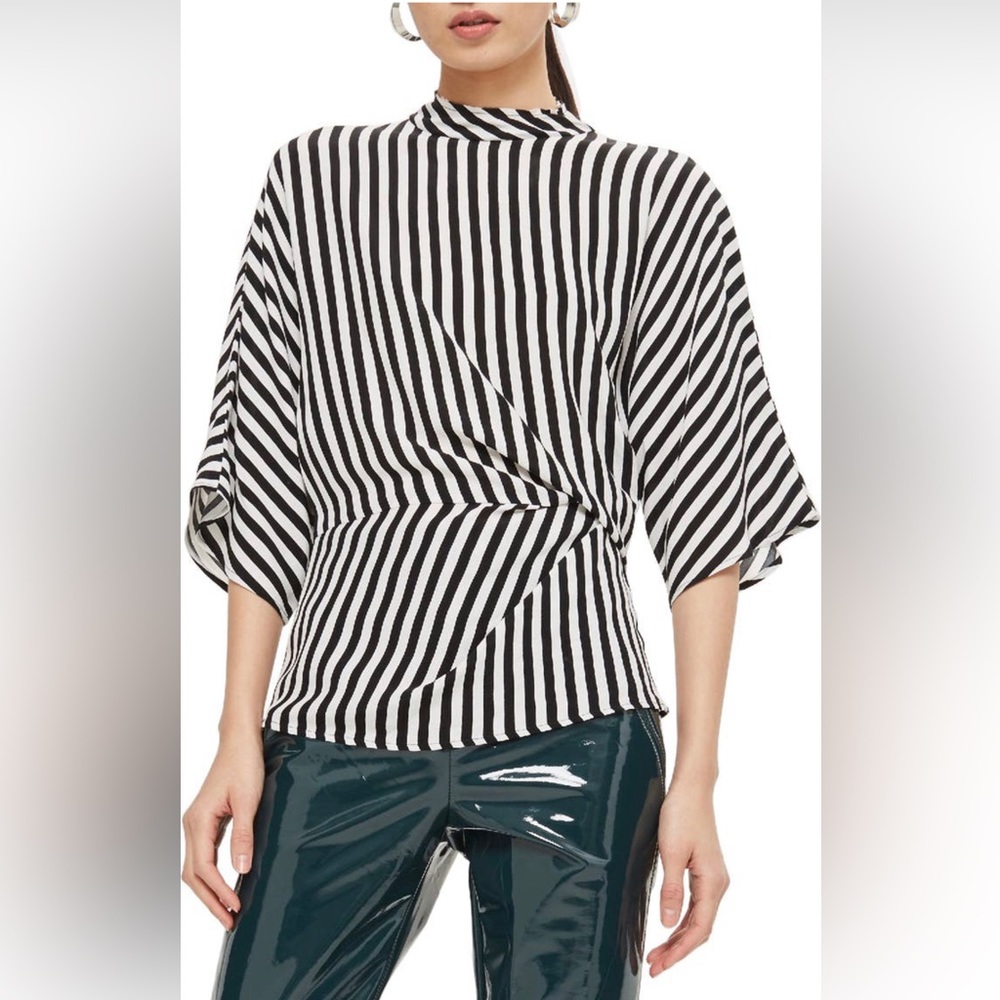 Topshop Striped Black & White Top